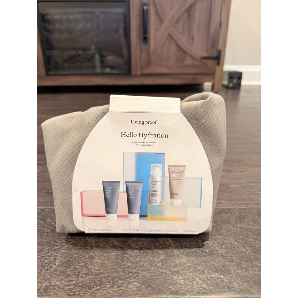 NEW Living Proof Hello Hydration 4 PC Discovery Hair Kit Shine & Hydration, NIB